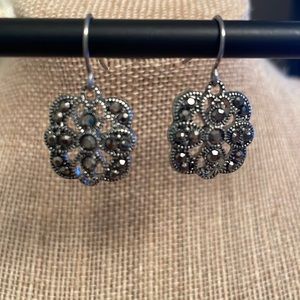 Lauren Conrad Silver Tone Rhinestone Wire Earrings Like New